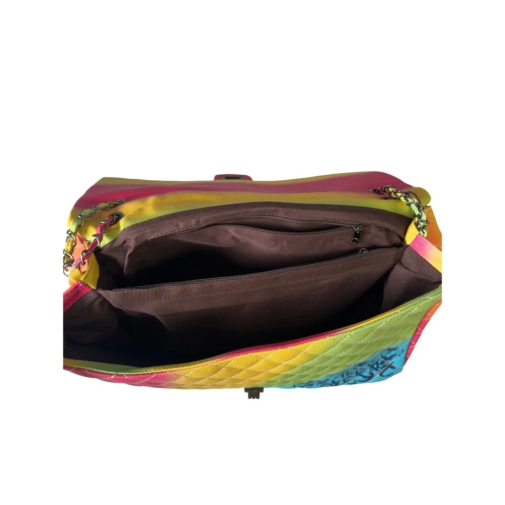 Graffiti Princess Rainbow Quilted Shoulder Bag Street Art Chain Strap Purse KC